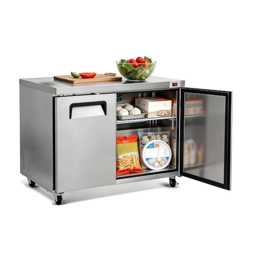 Image of 60 Inch Wide 2-Door Undercounter Freezer, 18 Cubic Ft Commercial Worktop Freezer for Cafe, Bar & Food Service, -8 to -1F Digital Control, ETL, DOE & NSF Certified