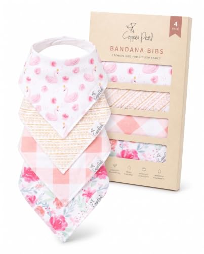 Copper Pearl Bebé Bandana Baba baberos para el babeo Y dentición paquete de 4 Set de regalo para niñas “Junio