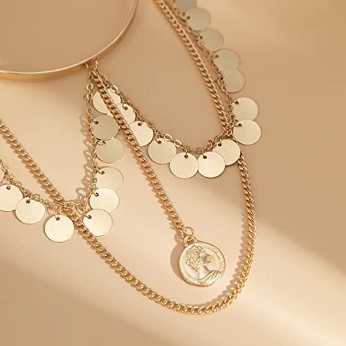 Bethynas Punk Chain Tassel Upper Arm Cuff Cute Butterfly Disc Shell Star Coin Leaf Charm Pendant Arm Bracelet Bangle Open Greek Armlet Beach Wedding Prom Party Accessories For Women And Girls (Gold Coin) #TOP3