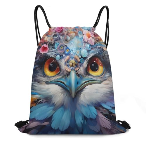 Watercolor Owl Drawstring Backpack Durable Sport Gym Bags Daypack for Men Women 35 * 42cm