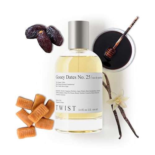 Twist Gooey Dates No. 25 - Inspired by L. Sticky Dates Long-Lasting Perfume for Women & Men Vegan Clean Ingredients Date Syrup & Vanilla Fragrance Spray 100 ml | 3.4 fl. oz.
