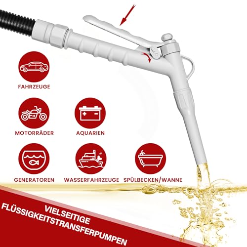 MAXVINI Elektrische Transferpumpe, 3.2GPM Batteriebetriebene Flüssigkeitstransferpumpe, Elektrisch Kraftstoff Umfüllpumpe Siphon Benzin Pumpe Tragbare Automatische Absaugung Pumpe für Benzin,Diesel,Öl