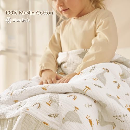 Image of david's kids Flounce Muslin Baby Blanket for Girls Boys, 100% Cotton Soft Crib Swaddle Blankets, Reversible & Breathable Nursery Bedding for Newborns Toddlers, 47 x 47 Inches (Goose)