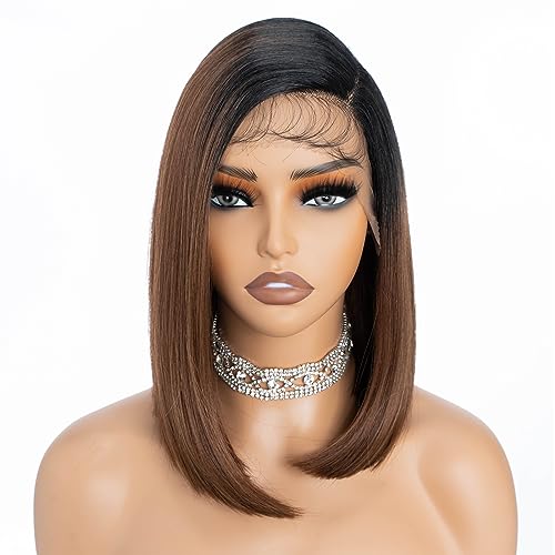 DÉBUT Long Bob Wig Side Part Lace Front Asymmetrical Wigs