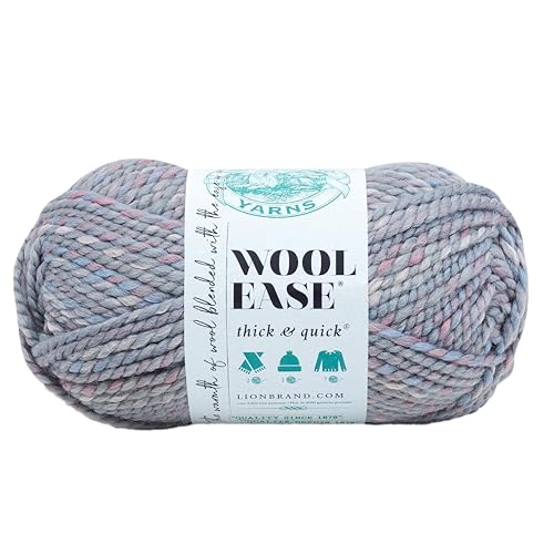 Image of Lion Brand Yarn Wool-Ease Thick & Quick Yarn, Soft and Bulky Yarn for Knitting, Crocheting, and Crafting, 1 Skein, Storm Front | Super Bulky Wool Acrylic Blend Fiber for Soft Hats, Sweaters, Chunky Blankets, Yarn for Crochet, Knitting, Crafts, Weaving
