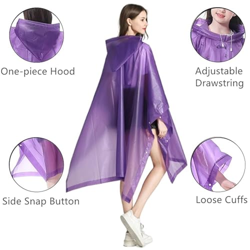 Reusable Rain Ponchos for Adults, 2 Pcs Raincoats (Pack of 1) Emergency for Women Men with Hood2