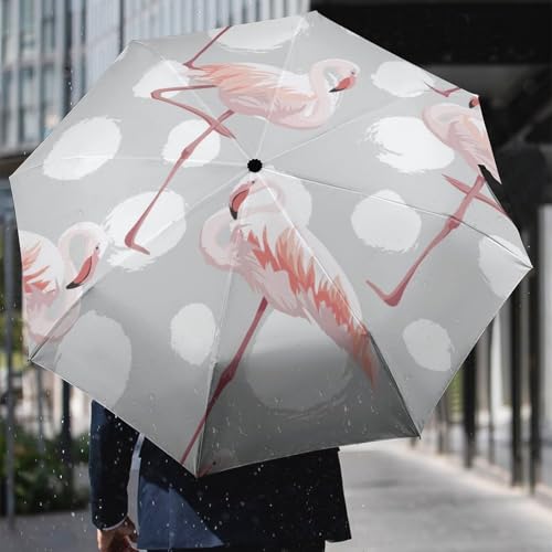 Parapluie automatique compact et pliant au motif poisson rouge
