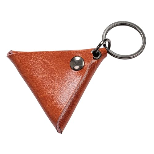 Mikinona ギターピックホルダー レザー製 収納ケース ギターアクセサリー 三角型 メタルボタン付き 音楽練習 演奏会 持ち運びに便利