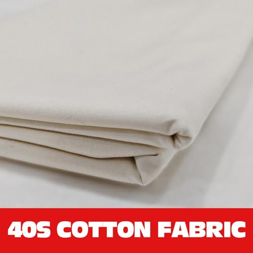 Image of 100% Ivory Cotton Fabric for Sewing by 1 Yard, 59 inchWidth Quilting Fabric Medium Weight 5.8 oz, Muslin Fabric by The Yard, Embroidery Cloth