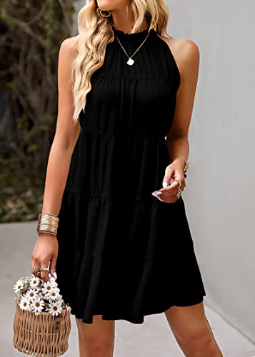 Image of KIRUNDO Summer Sundresses for Women Halter Dress Babydoll