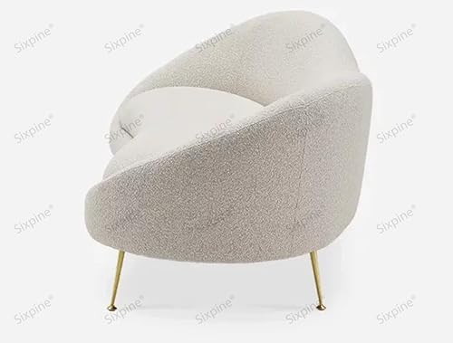 Image of Rosewood Luxury Curved Sofa in Premium Boucle Fabric | Solid Wood Structure | High Density Foam | Sturdy Golden Legs | Comfortable & Stylish Couch for Modern Living Room (Beige, 3 Seater)