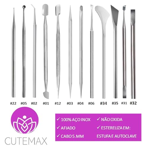 Kit Completo Com 12 Instrumentos Para Manicure Profissional Cutemax