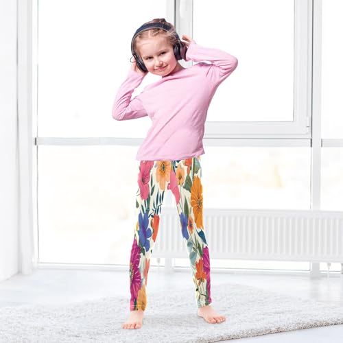 Bolaz Toddler Girls Leggings Printed Yoga Pants Leggings Pink Purple Flower for Kids4