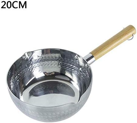 Valink Stainless Steel Saucepan Instant Noodle Pot Milk Pot with Wooden Handle Nonstick Soup Pan, Heat-Resistant Cooking Pan Pour Kitchen Tool