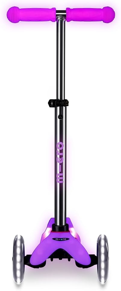 Micro Kickboard | Mini Deluxe Glow Plus LED Scooter | Adjustable Handlebar | Lean-to-Steer | Lightweight | Three-Wheeled | Kids Ages 2-5 yrs