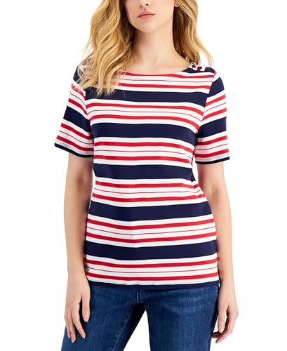 Charter CIub Womens Cotton Striped Top Intrepid...