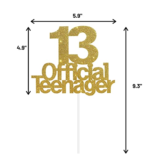 Image of Festiko13 Official Teenager Cake Topper, 13th Birthday Cake Topper, Birthday Party Decoration with Premium Gold Glitter