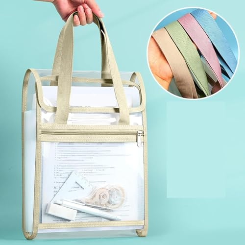 Image of Shuttle Art Transparent Vertical File Folder Tote Bag - 13-Pocket Expanding Accordion A4 Document Organizer with Zipper Pocket, Waterproof Office /School Storage Bag, Multi-Color Document Carrier
