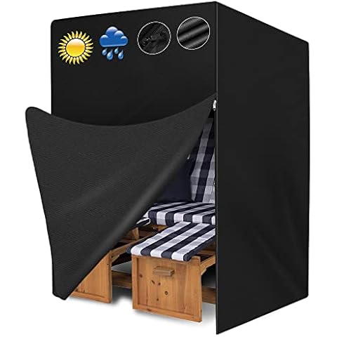 Molbory Strandkorb Schutzhülle Winterfest, Strandkorbhülle 420D Oxford Strandkorb Abdeckung Wasserdicht Strandkorbplane Strandkorb Wetterfest (135x105x175/140cm) Cover