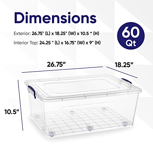 Image of Superio Storage Bins with Lids, Clear Plastic Containers for Organizing, Stackable Totes, BPA Free, Odor Free, Organizer Boxes for Home, and Dorm (4 Pack, 60 Quart)