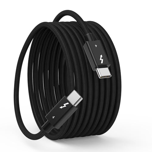 240W Thunderbolt 4 Cable,6.6FT USB 4 Nylon Braided Cable,High Speed Supports 8K/4K Displays,40Gbps Data Transfer,Compatible with Thunderbolt 4/3,iPhone 16 Series,MacBook,iPad and USB 4 Series,Black