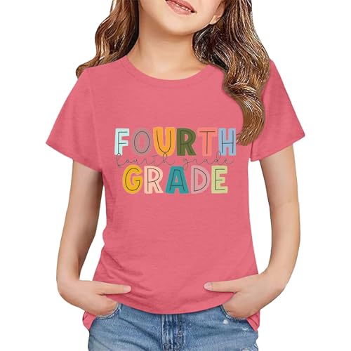 Girls Boys Back to School Shirt Fourth Grade T-Shirt First Day of School Outfits Kids Summer Tee Tops Lettering Preppy Tees