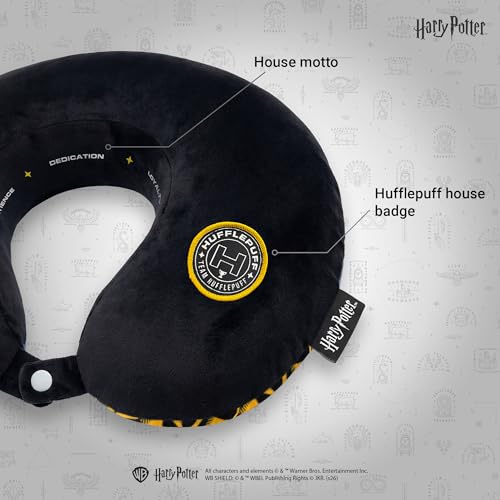 Image of Nasher Miles x Harry Potter Hufflepuff Memory Foam Neck Pillow for Travel, Removable Washable Polyester Cover with 360 Stable Neck Support (Black & Yellow)
