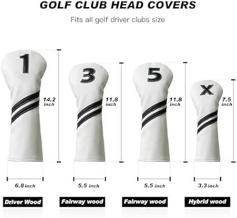 Golf Head Covers,5pcs Golf Club Headcovers for Woods and Driver Fairway Hybrids for Golf Clubs Women Men