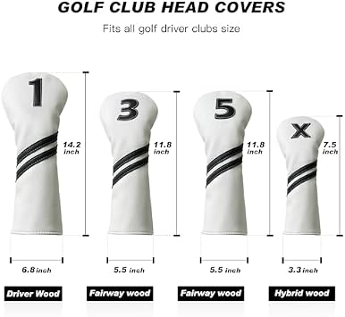 Golf Head Covers,5pcs Golf Club Headcovers for Woods and Driver Fairway Hybrids for Golf Clubs Women Men
