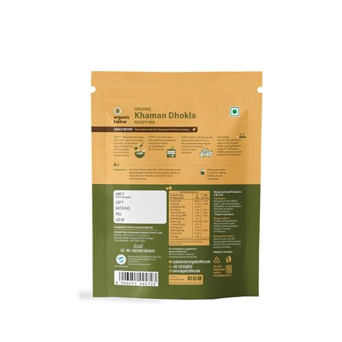 Image of Organic Tattva Khaman Dhokla Instant Mix 200g, Ready in 3 Steps, 4 Pack | High in Protein, Zero Cholesterol, No Artificial Colours, Flavours and Preservatives, Ideal for Quick Breakfast & Snacks
