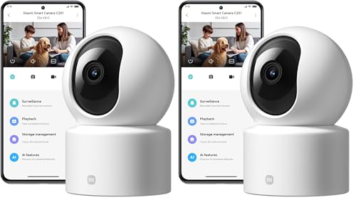 XIAOMI C201 Camara Vigilancia WiFi Interior, 1080P HD 360° Camara Vigilancia, Detección de Personas y Mascotas, Seguimiento Dinámico, Audio Bidireccional, Control Remoto, Compatible con Alexa y Google