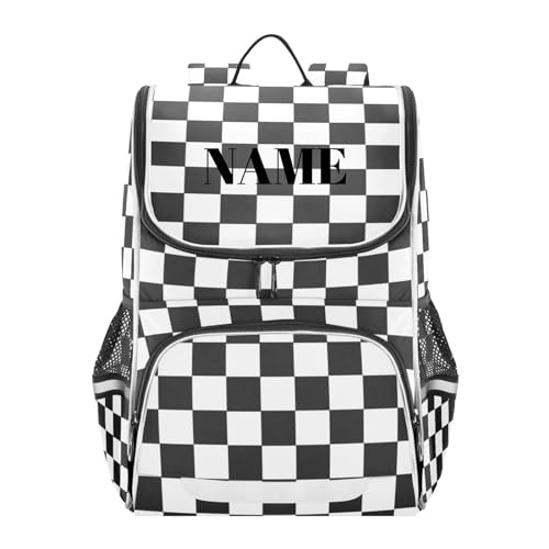 XUWU Personalized Checkered Flag Backpack for School Bag Teen Kids