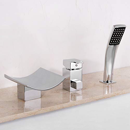 Robinet de baignoire carré en laiton massif avec cascade d'eau