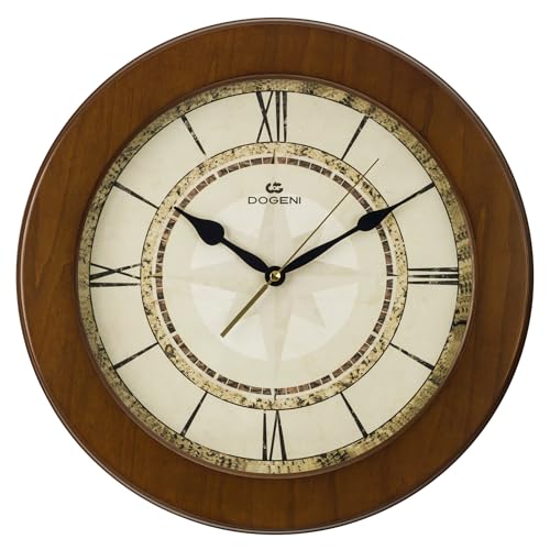 Vintage Wall Clock 15.5 Inch Silent Non-Ticking Sweep Movement Roman