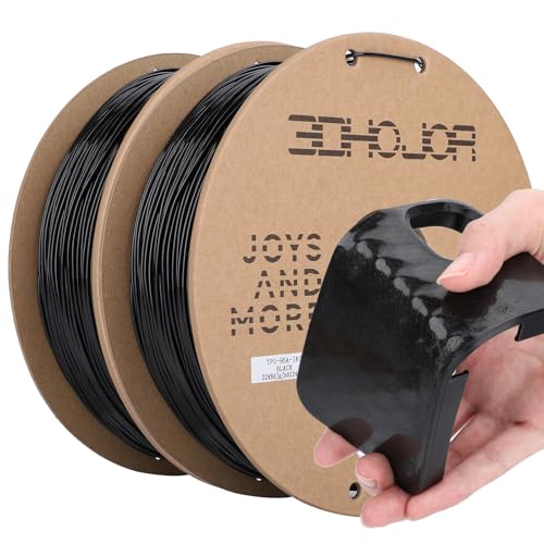 Image of 3DHojor TPU Filament 1.75mm TUP95A 3D Printer Filament Flexible Soft 3D Filament 1KG*2 Black Bundle fit Most FDM 3D Printers Dimensional Accuracy + /- 0.03 mm-Black