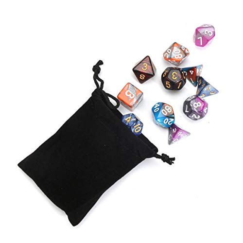 Set di 35 dadi poliedrici D20, D12, D10, D8, D6, D4, 5 colori