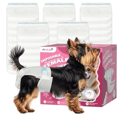 Image of Disposable Dog Diapers, Female Dog Diapers for Heat Cycle Protection, Super Absorbent & Adjustable, for Excitable Urination, Incontinence & Potty Training, Medium, 10 Count