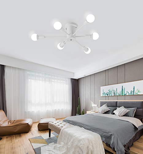 RUXUE Industrial Flush Mount Ceiling Light 6 Lights Vintage Chandelier Lights for Kitchen Dinning Room Hallway Farmhouse Living Room - Image 5