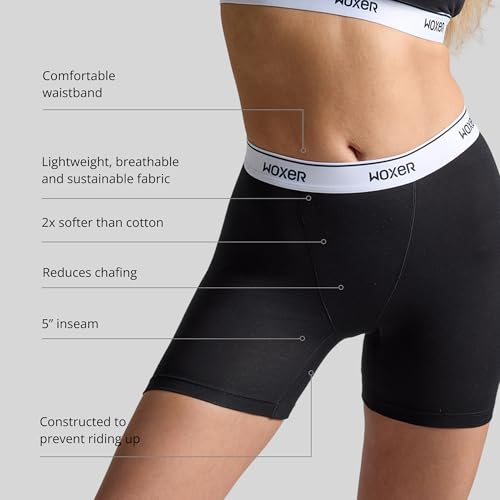 Image of Woxer Womens Baller 5 inch High Waisted Boy Shorts Underwear - Seamless Boxer Briefs, Boyshort Panties, No Show Women's Boxers