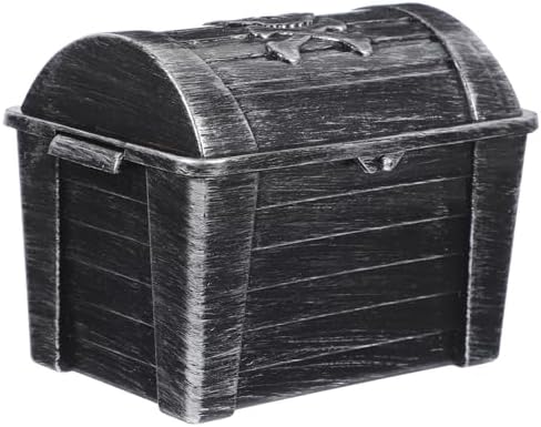 ABOOFAN Vintage Treasure Box Pirate Treasure Chest Nautical Jewelry Box Plastic Antique Case Kids Pirate Party Favors with Hinged Lid for Coins Gems Key Silver