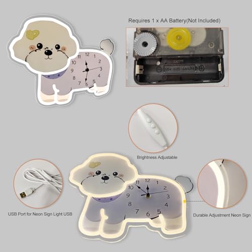 Reloj de Pared Silencioso con Luz LED en Forma de Perro miniatura 4