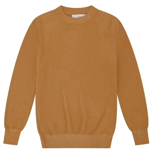 Image of CUNYI Boys Girls Crewneck Sweater Long Sleeve School Uniform Pullover Thermal Wool Solid Knit Top
