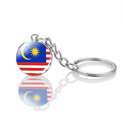 Drapeau De La Malaisie Porte-Clés Porte-Clés - Asie Malaisie Pays Drapeau Charme Dôme Boule De Verre Patriotique Porte-Clés Bijoux Pour Hommes Femmes Cadeau D'Anniversaire,Sac À Dos Bijoux Access