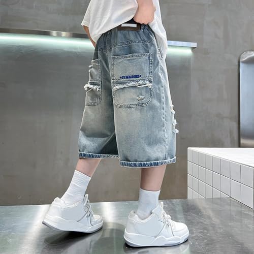Pantalones cortos vaqueros de niño elásticos ideales para juegos casuales en el parque 4