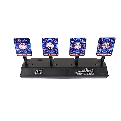 OpTacs Elektronische Zielscheibe für Nerf & Airsoft – Digital Scoring Target mit Auto Reset, Sound- & Lichteffekten – 4 Ziele für Softair Pistole Nerf Gun Spielzeug Kinder Schießspiel