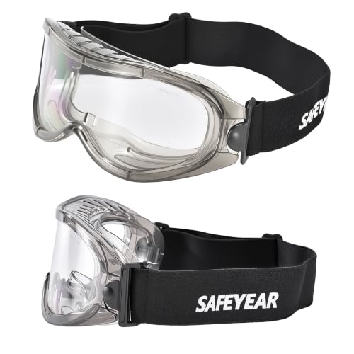 SAFEYEAR Laboratorio Gafas Protectoras de Seguridad de Obra gafas proteccion [Cinta ajustable] SG007 con Lentes Policarbonatos Protección contra Impacto Soldadura Laboral Graduadas Trabajo
