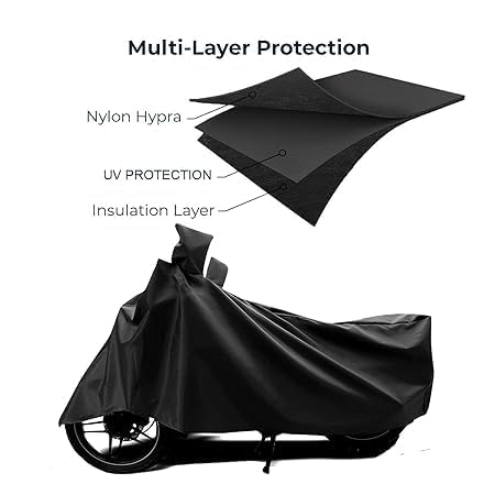 Image of SHAH BROTHERS Water Resistant Bike Cover Compatible for TVS Jupiter Classic Motorcycle /Bike Body Cover - Black