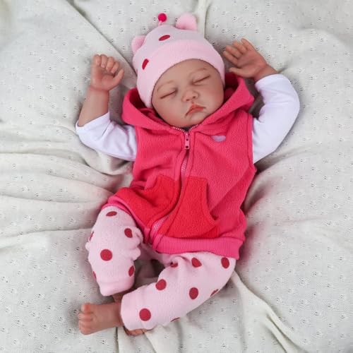 ZIYIUI Reborn lalka niemowlęca 55 cm, realistyczny miękki silikon, winyl, symulacja spania, dla dziewczynek, dziewczynek, chłopców, zabawka, prezent