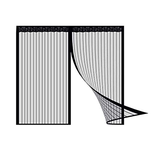 Moustiquaire Fenêtre, Fenêtre Rideau magnétique Portes Fermeture Auto Adsorption magnétique Accès Facile, pour Fenêtre/Portes/Patio - (W*H) Noir Cover
