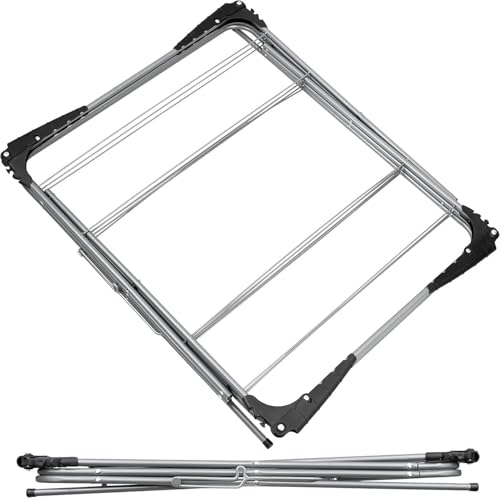 Optimal Products 3-Tier 14M Folding Clothes Airer for Laundry Indoor and Outdoor - Non-Slip Feet & Corner Spaces for Hangers - Home Storage Foldable Drying Rack Lightweight and Space Efficient Washing Line - Image 3